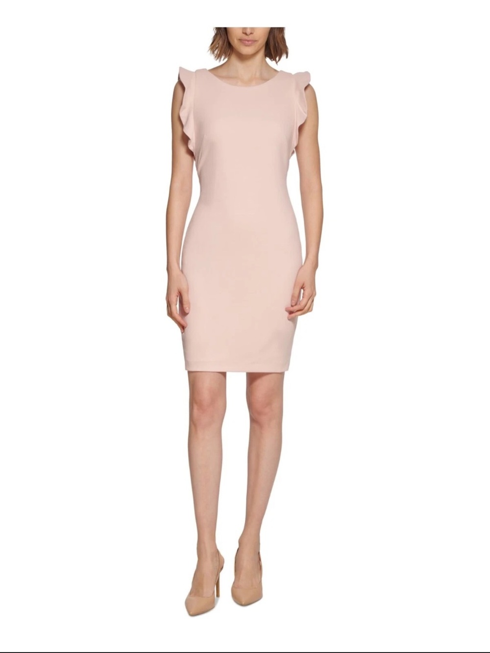 Calvin Klein pink ruffle sleeve sheath dress size 4